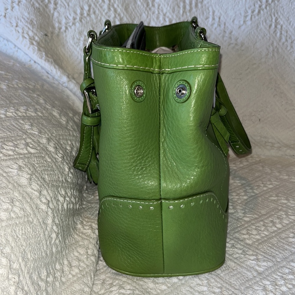 Coach Spring Green Leather Satchel Bag - Picture 6 of 13